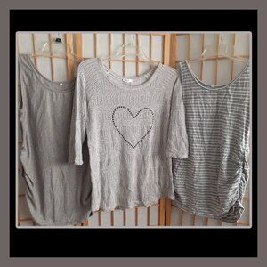LOT OF 3 MATERNITY TOPS SEQUIN HEART SWEATER TANK TOPS~TUTTA BELLA~WOMENS SIZE L